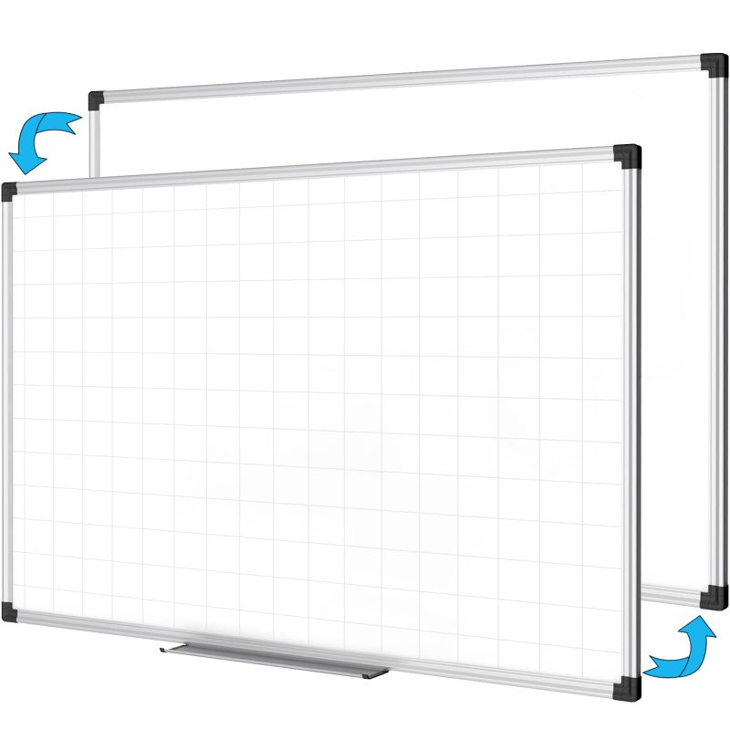 XBoard Magnetic Dry Erase Whiteboard with Lines 36 x 24 Inch, 3' x 2' Double Sided Hanging White Board Planner for Wall | Grid Lined White Board + Message Presentation Board - Image 2